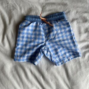 Tommy Bahama Kids Blue Gingham Bathing Suit 12m